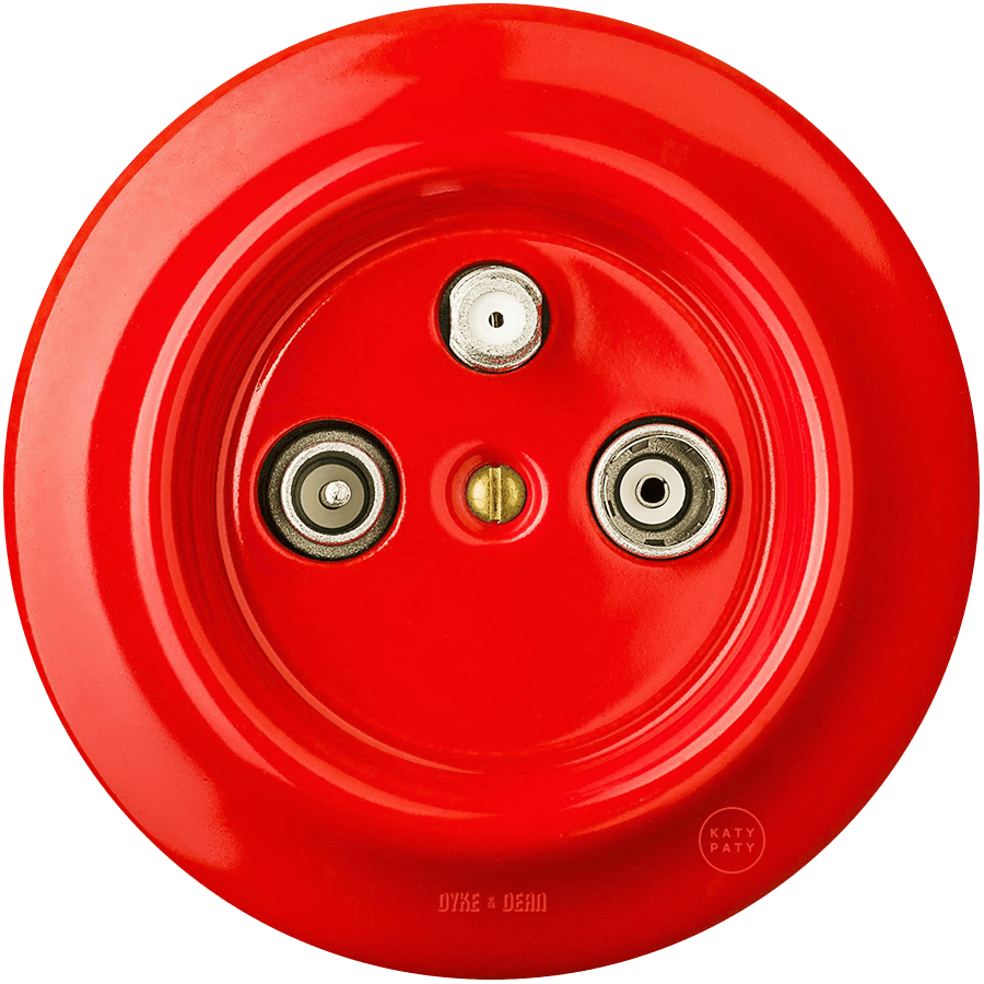 PORCELAIN WALL SOCKET RED TV ANTENNA - DYKE & DEAN