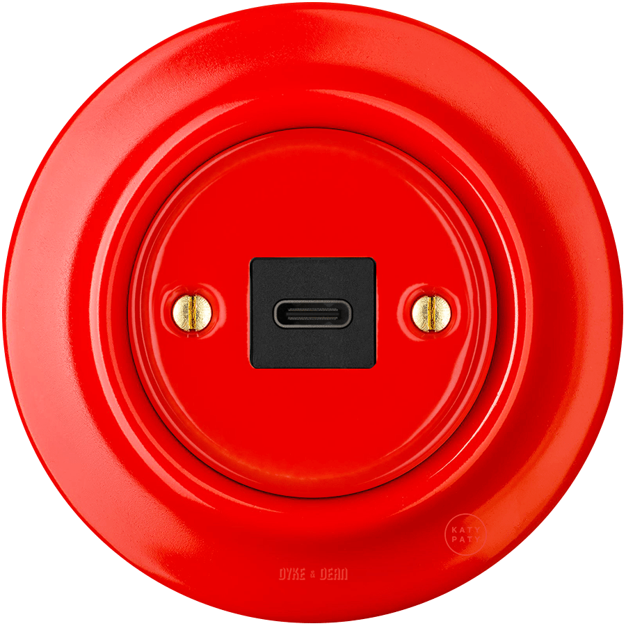 Socket Red Colour PORCELAIN WALL SOCKET RED USB-C - DYKE & DEAN