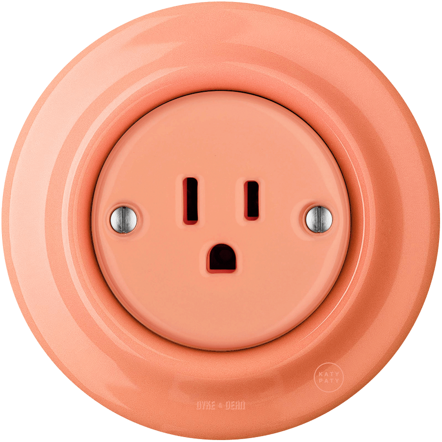 PORCELAIN WALL SOCKET SALMON USA 15 AMP - DYKE & DEAN