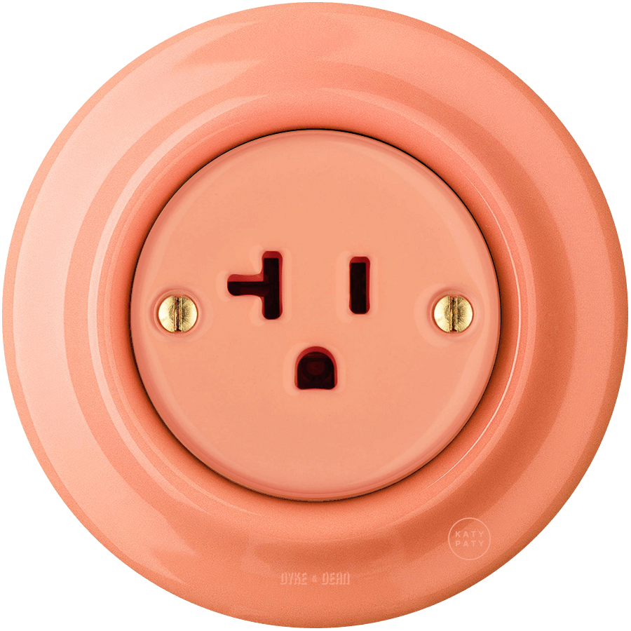 PORCELAIN WALL SOCKET SALMON USA 20 AMP - DYKE & DEAN