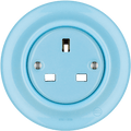 Pastel Blue round porcelain UK 3-pin wall socket by Katy Paty