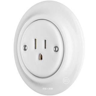 PORCELAIN WALL SOCKET USA WHITE 15 AMP - DYKE & DEAN