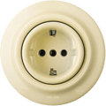 PORCELAIN WALL SOCKET VANILLA SCHUKO BRASS SCREWS - DYKE & DEAN