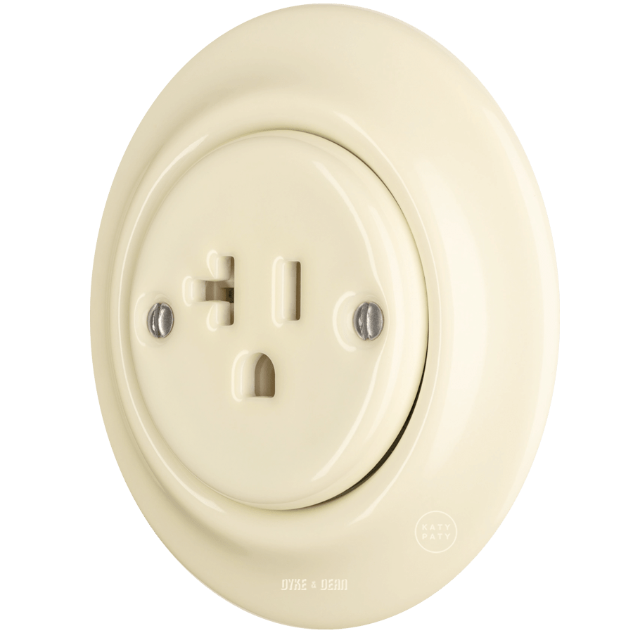 PORCELAIN WALL SOCKET VANILLA USA 20 AMP - DYKE & DEAN