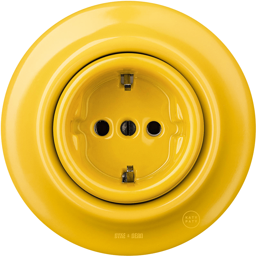 PORCELAIN WALL SOCKET YELLOW SCHUKO - DYKE & DEAN