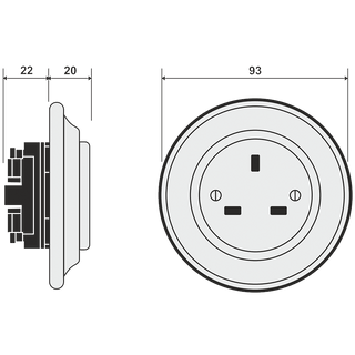 PORCELAIN WALL SOCKET YELLOW UK - DYKE & DEAN