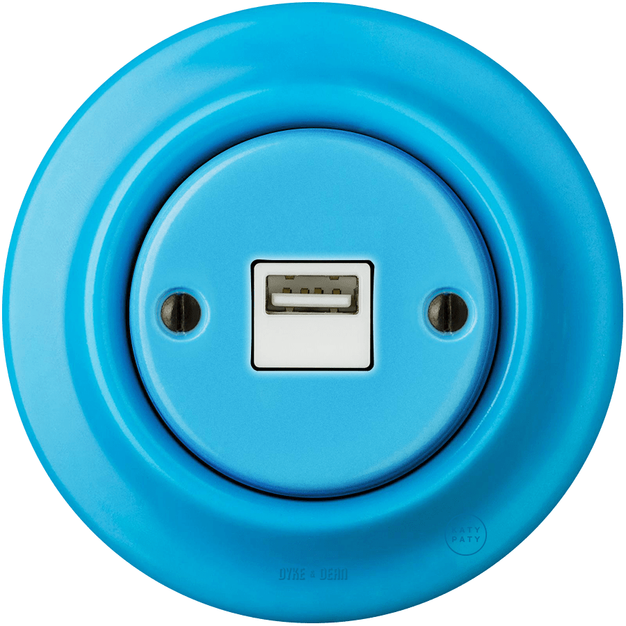 PORCELAIN WALL USB CHARGER AZURE - DYKE & DEAN