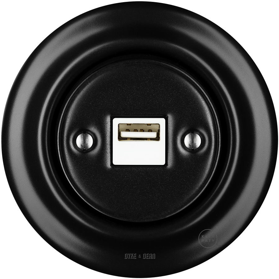 PORCELAIN WALL USB CHARGER MATT BLACK - DYKE & DEAN
