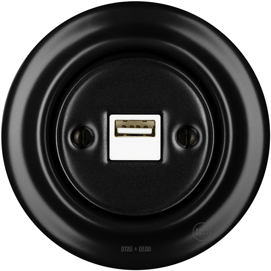 PORCELAIN WALL USB CHARGER MATT BLACK - DYKE & DEAN