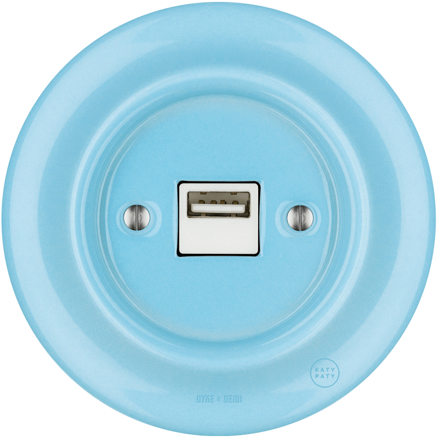 PORCELAIN WALL USB CHARGER PASTEL BLUE - DYKE & DEAN