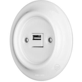 PORCELAIN WALL USB CHARGER WHITE - DYKE & DEAN