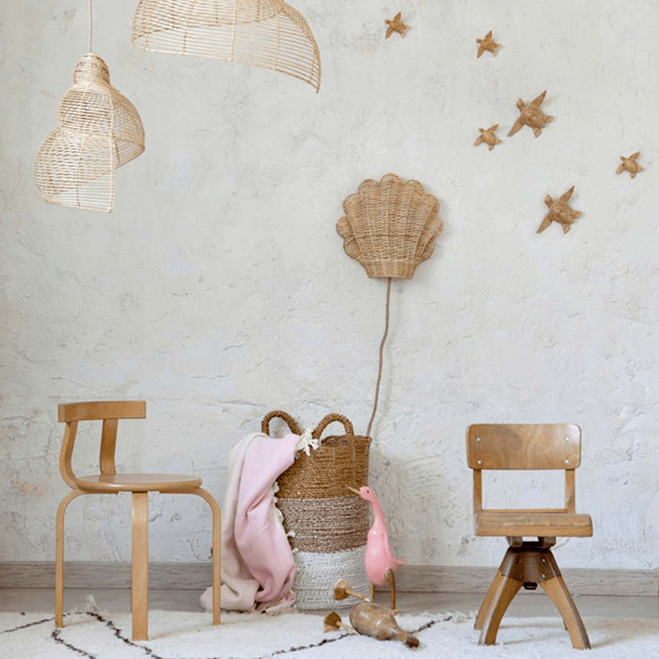 RATTAN WALL LAMP SHELL DYKE DEAN