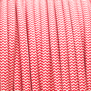 RED & WHITE ZIG ZAG FABRIC CABLE - DYKE & DEAN