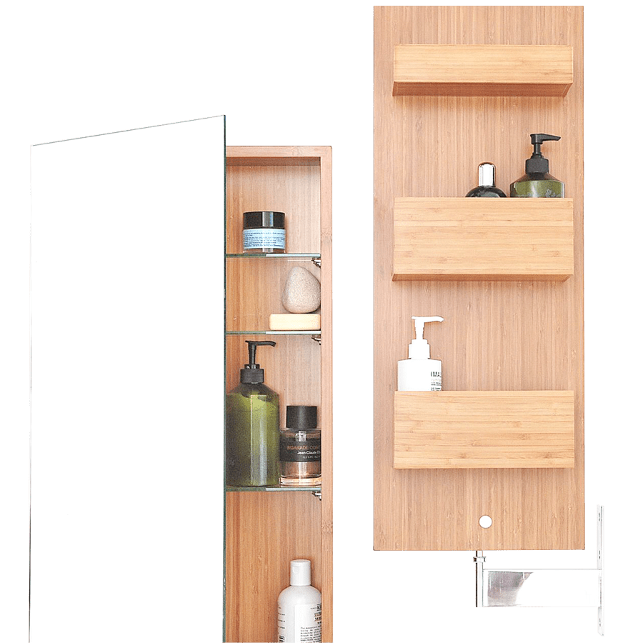 Bamboo bathroom mirror online cabinet