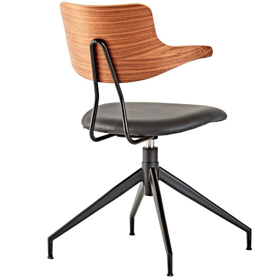 VL119 LEATHER & WOOD SWIVEL CHAIR - DYKE & DEAN