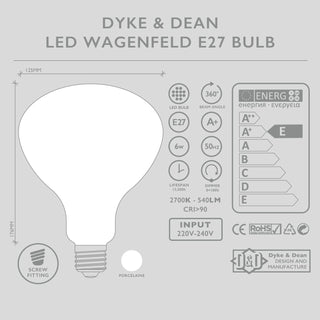 WAGENFELD LED PORCELAIN E27 BULB - DYKE & DEAN