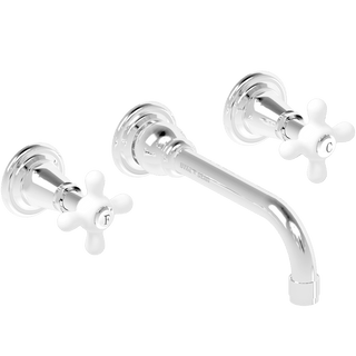 WALL MOUNTED SPOUT PIC 'N' MIX PORCELAIN HANDLE TAPS - DYKE & DEAN