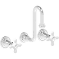 WALL MOUNTED SWAN SPOUT PIC 'N' MIX PORCELAIN HANDLE TAPS - DYKE & DEAN