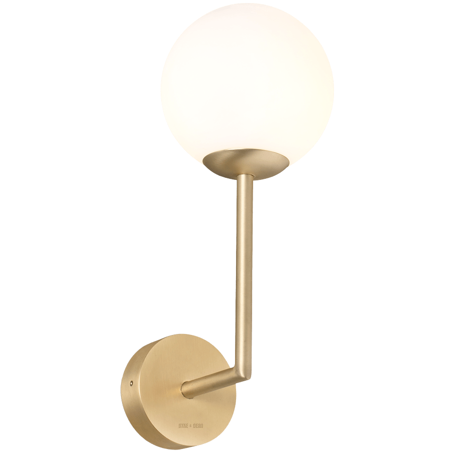 WALL ROD GLOBE LAMP BRASS 150mm - DYKE & DEAN
