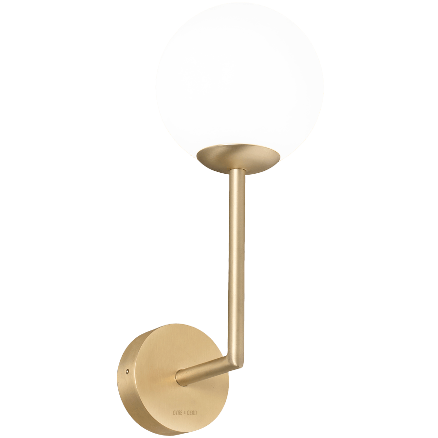 WALL ROD GLOBE LAMP BRASS 150mm - DYKE & DEAN