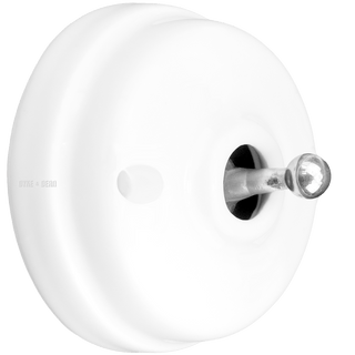 WHITE CERAMIC 2 WAY TOGGLE WALL SWITCH CHROME - DYKE & DEAN