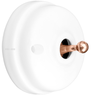 WHITE CERAMIC 2 WAY TOGGLE WALL SWITCH COPPER - DYKE & DEAN