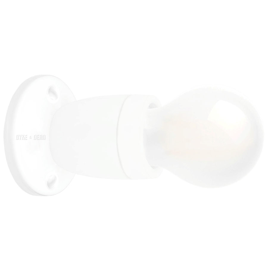 WHITE FIXED STUBBY CERAMIC LAMP - DYKE & DEAN