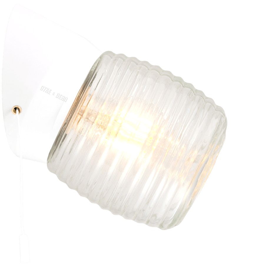 WHITE PULL CORD SWITCHED REARWIRED WALL LAMPS DYKE DEAN