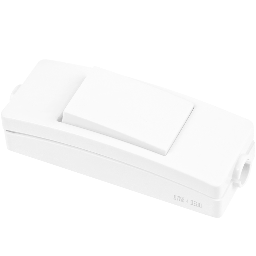 WHITE ROCKER INLINE CABLE LAMP LIGHT SWITCH DYKE DEAN WHITE ROCKER INLINE CABLE LAMP LIGHT SWITCH DYKE DEAN