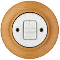 WOODEN PORCELAIN WALL LIGHT SWITCH FAGUS 2 TOGGLE - DYKE & DEAN