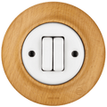 WOODEN PORCELAIN WALL LIGHT SWITCH FAGUS DOUBLE - DYKE & DEAN