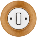 WOODEN PORCELAIN WALL LIGHT SWITCH FAGUS SLIM BUTTON - DYKE & DEAN