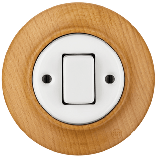 WOODEN PORCELAIN WALL LIGHT SWITCH FUGAS FAT BUTTON - DYKE & DEAN