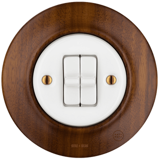 WOODEN PORCELAIN WALL LIGHT SWITCH NUCLEUS 2 TOGGLE - DYKE & DEAN