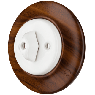 WOODEN PORCELAIN WALL LIGHT SWITCH NUCLEUS ROTARY - DYKE & DEAN
