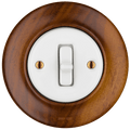 Nuc Mag wooden toggle light switch by Katy Paty in porcelain and American walnut