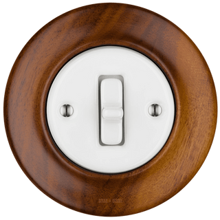 WOODEN PORCELAIN WALL LIGHT SWITCH NUCMAG TOGGLE - DYKE & DEAN