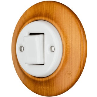 WOODEN PORCELAIN WALL LIGHT SWITCH PADELUS FAT BUTTON - DYKE & DEAN