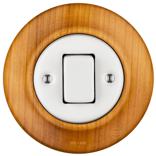 WOODEN PORCELAIN WALL LIGHT SWITCH PADELUS FAT BUTTON - DYKE & DEAN