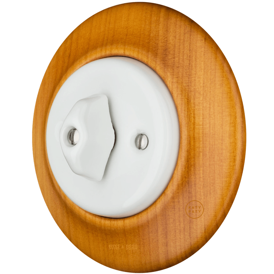 WOODEN PORCELAIN WALL LIGHT SWITCH PADELUS ROTARY - DYKE & DEAN