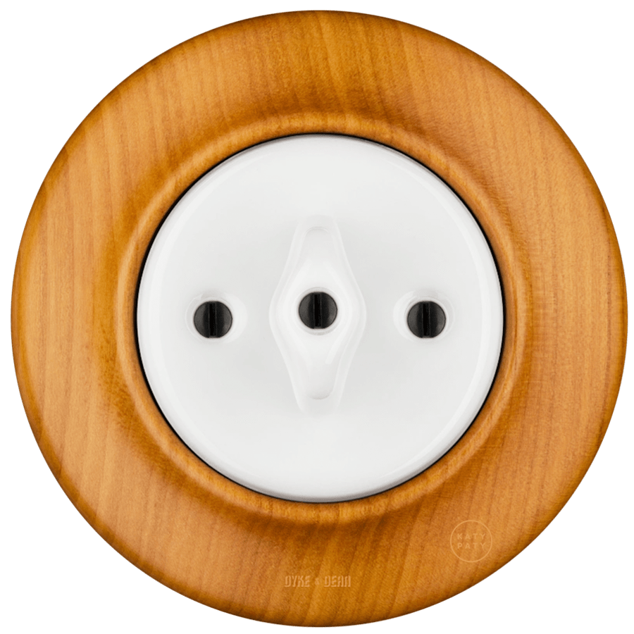 WOODEN PORCELAIN WALL LIGHT SWITCH PADELUS ROTARY - DYKE & DEAN