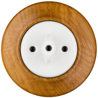 WOODEN PORCELAIN WALL LIGHT SWITCH ROBUS ROTARY - DYKE & DEAN