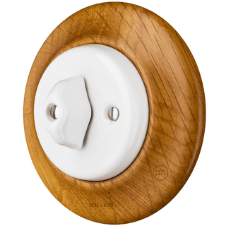 WOODEN PORCELAIN WALL LIGHT SWITCH ROBUS ROTARY - DYKE & DEAN