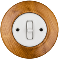 WOODEN PORCELAIN WALL LIGHT SWITCH ROBUS TOGGLE - DYKE & DEAN