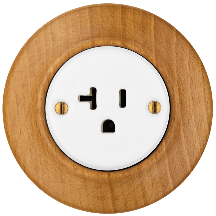 WOODEN PORCELAIN WALL SOCKET FAGUS USA 20A - DYKE & DEAN