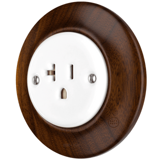 WOODEN PORCELAIN WALL SOCKET NUCLEUS USA 20A - DYKE & DEAN