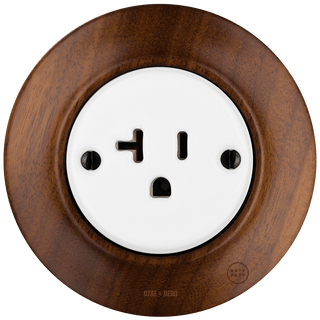 WOODEN PORCELAIN WALL SOCKET NUCLEUS USA 20A - DYKE & DEAN