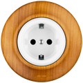 Padelus schuko socket by Katy Paty with white porcelain centre and cherry surround