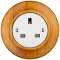 Padelus UK socket by Katy Paty with white porcelain centre and solid cherry surround