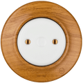 Robus end plug by Katy Paty with white ceramic centre and oak surround